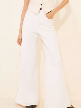 Anthropologie DL1961 White High-Rise Wide-Leg Jeans